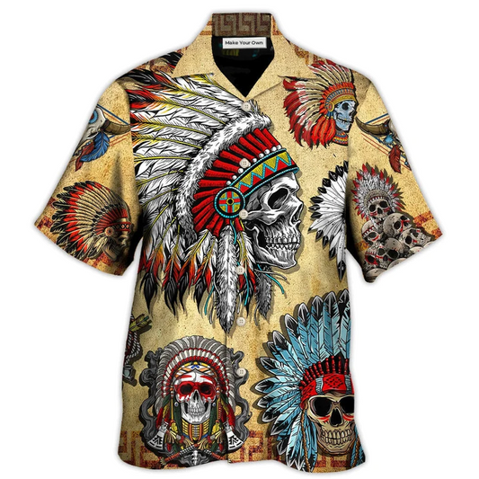 Hawaiian Shirt / Adults / S Native American Skull Vintage Art Style - Hawaiian Shirt - Reefox