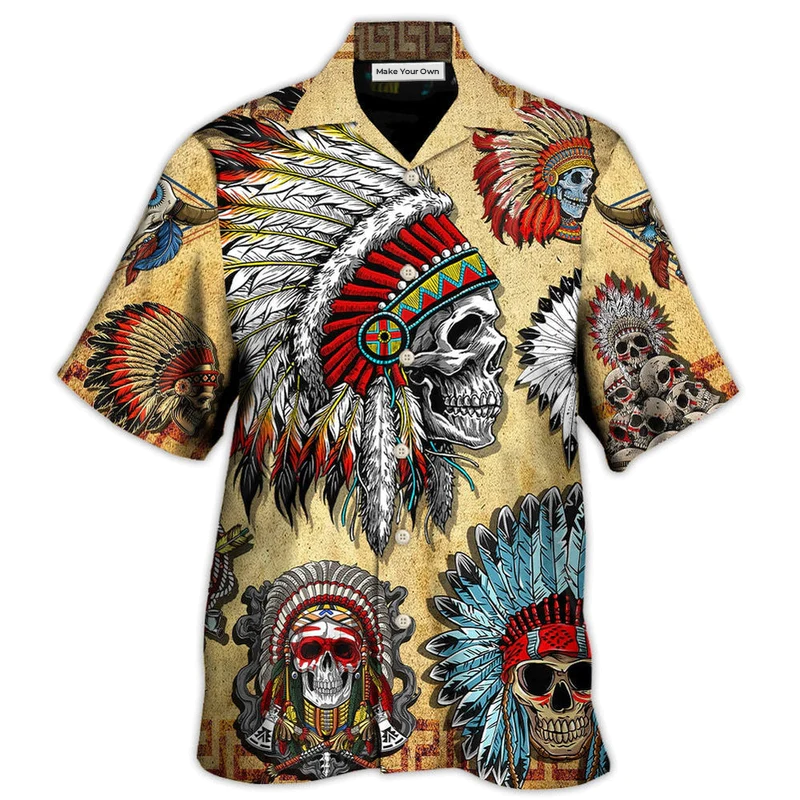 Hawaiian Shirt / Adults / S Native American Skull Vintage Art Style - Hawaiian Shirt - Reefox