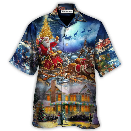 Hawaiian Shirt / Adults / S Christmas Santa Claus Snowman Family In Love Light Art Style - Hawaiian Shirt - Reefox
