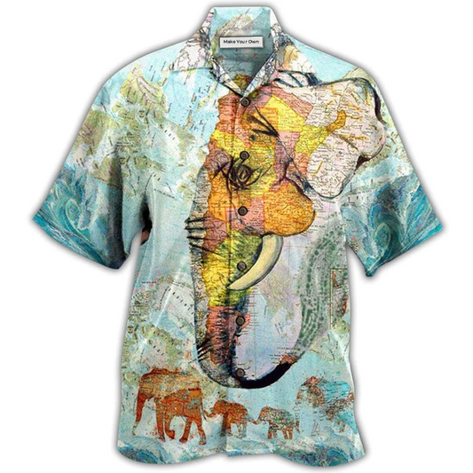 Hawaiian Shirt / Adults / S Elephant Map - Hawaiian Shirt - Reefox