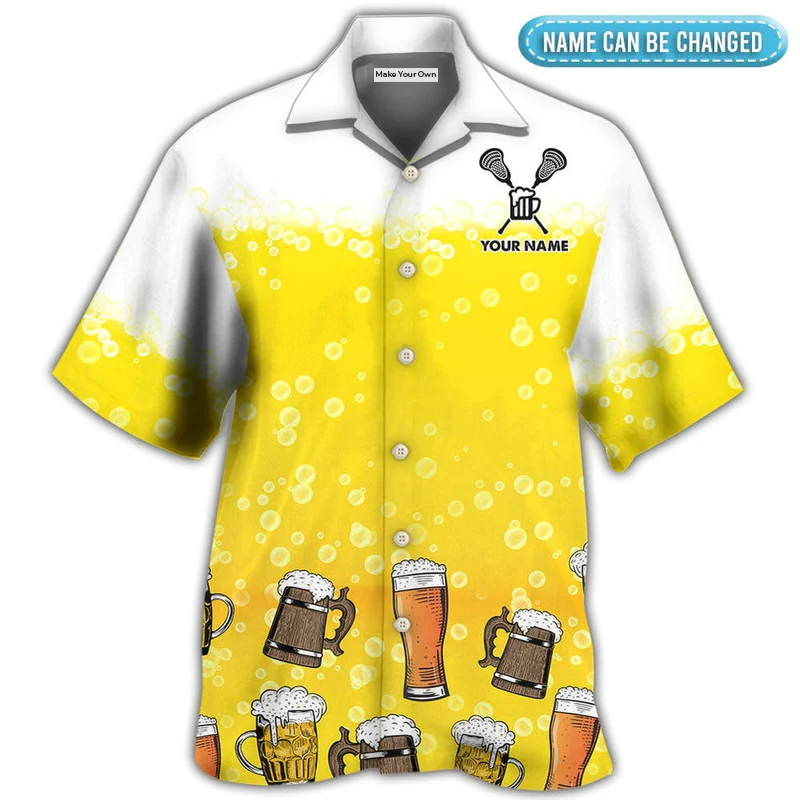 Hawaiian Shirt / Adults / S Beer I Like Beer My Lacrosse And Maybe 3 People Personalized - Hawaiian Shirt - Reefox
