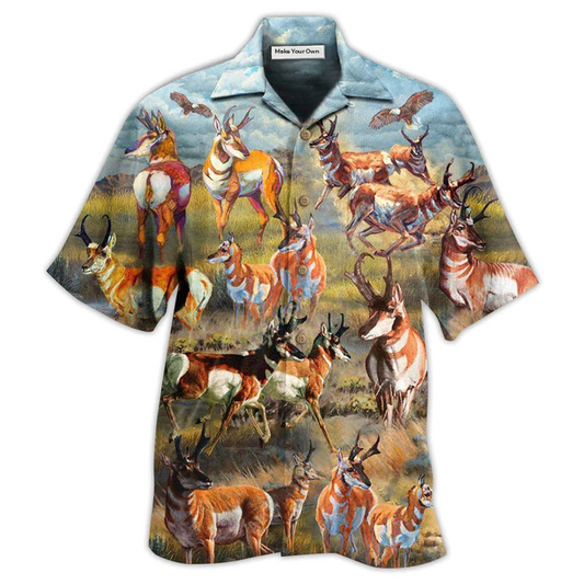 Hawaiian Shirt / Adults / S Deer Buck Deer On The Field - Hawaiian Shirt - Reefox