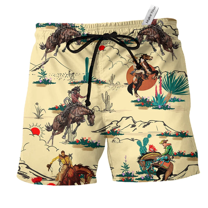 Beach Short / Adults / S Cowboy Horses Desert - Beach Short Reefox - Owls Matrix LTD