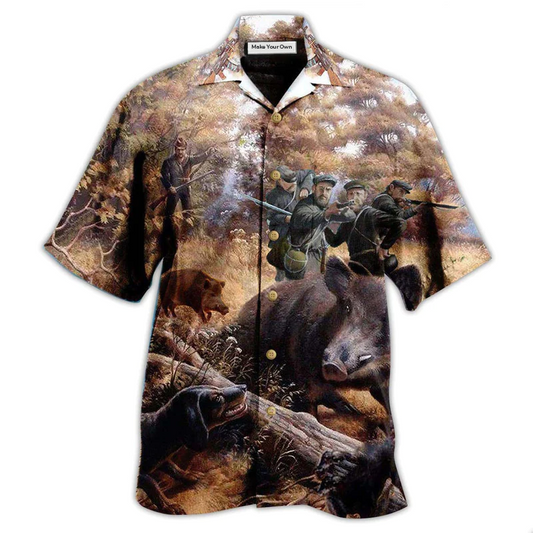 Hawaiian Shirt / Adults / S Hunting Fantasy Boar Vintage - Hawaiian Shirt - Reefox