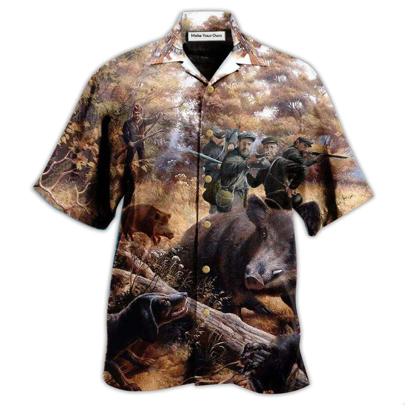 Hawaiian Shirt / Adults / S Hunting Fantasy Boar Vintage - Hawaiian Shirt - Reefox