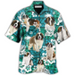 Hawaiian Shirt / Adults / S Saint Bernard Tropical Dog Green Lovely - Hawaiian Shirt - Reefox
