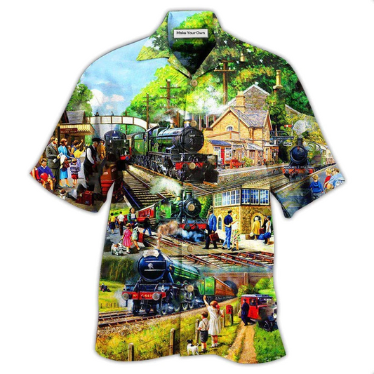 Hawaiian Shirt / Adults / S Train Track Full Of Possibilities And Happiness - Hawaiian Shirt - Reefox