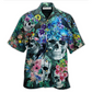 Hawaiian Shirt / Adults / S Skull Love Flowers Smile Happy - Hawaiian Shirt - Reefox