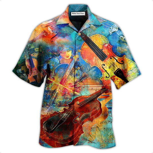 Hawaiian Shirt / Adults / S Violin Music Abstract - Hawaiian Shirt - Reefox