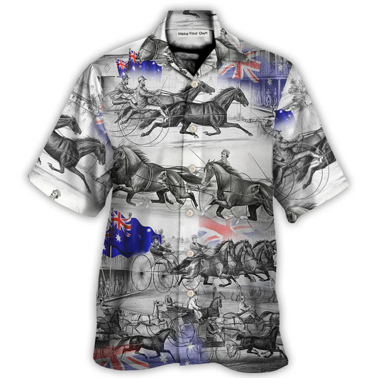 Harness Racing Horse Racing Australia Flag - Hawaiian Shirt - Reefox