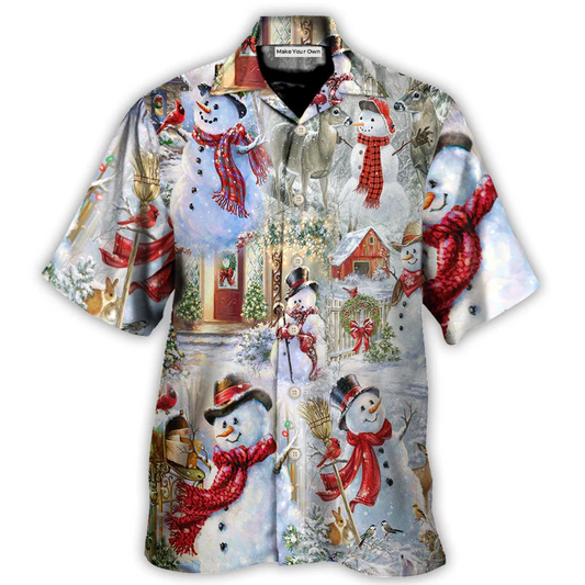 Hawaiian Shirt / Adults / S Christmas Snowman Merry Xmas - Hawaiian Shirt - Reefox