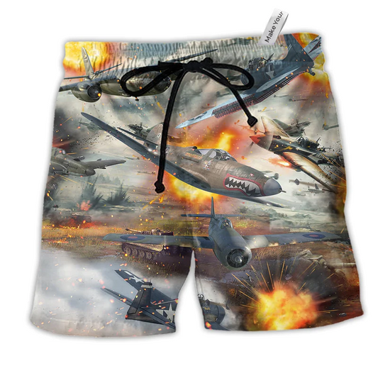 Beach Short / Adults / S Combat Aircrafts War Life - Beach Short Reefox - Owls Matrix LTD