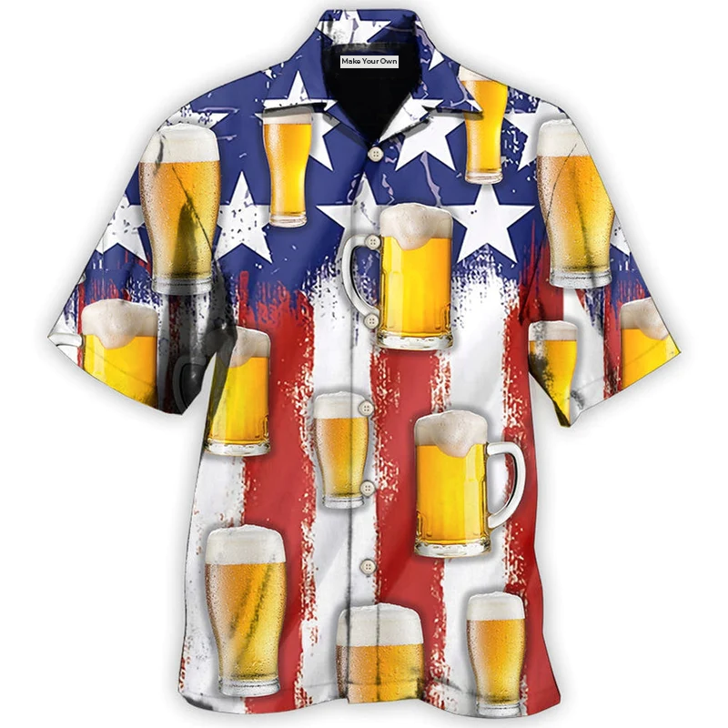 Hawaiian Shirt / Adults / S Beer Independence Day Happy - Hawaiian Shirt - Reefox