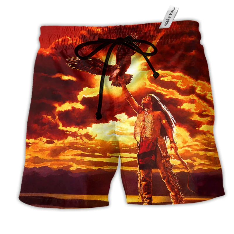 Beach Short / Adults / S Native Style Love Peace In The Sunset - Beach Short Reefox - Owls Matrix LTD