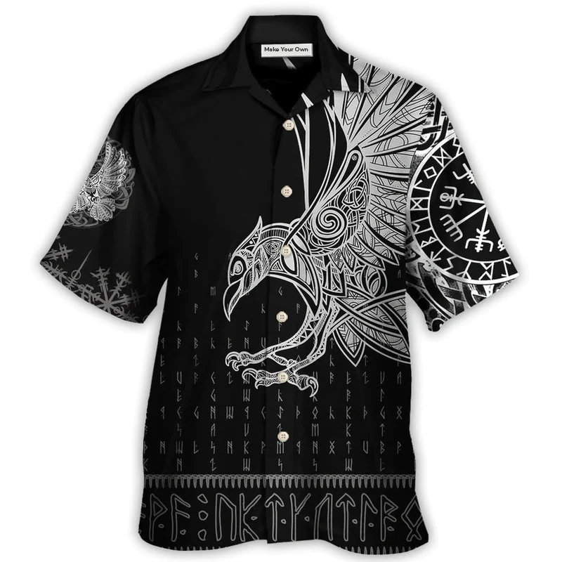 Hawaiian Shirt / Adults / S Viking Raven Odin Victory - Hawaiian Shirt - Reefox