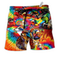 Beach Short / Adults / S Duck Love Red And Green Fire - Beach Short Reefox - Owls Matrix LTD