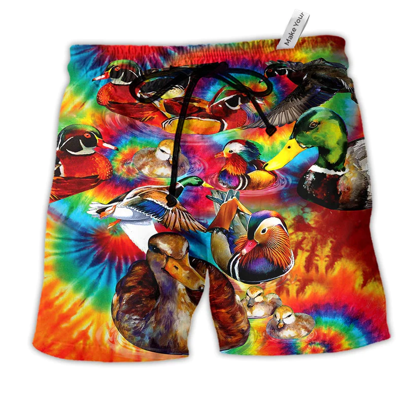 Beach Short / Adults / S Duck Love Red And Green Fire - Beach Short Reefox - Owls Matrix LTD