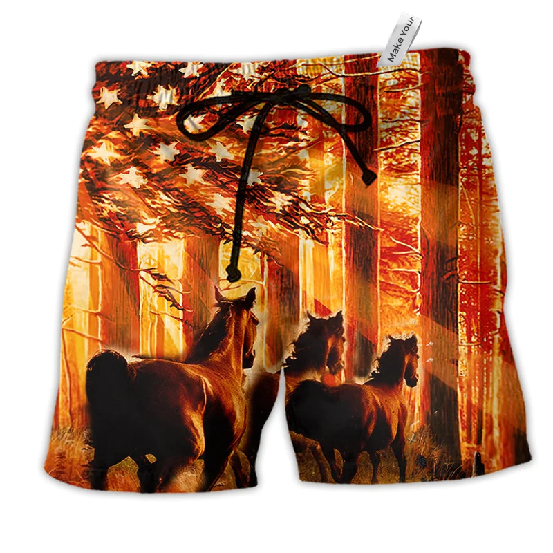 Beach Short / Adults / S Horse Born To Ride Fire Red - Beach Short Reefox - Owls Matrix LTD