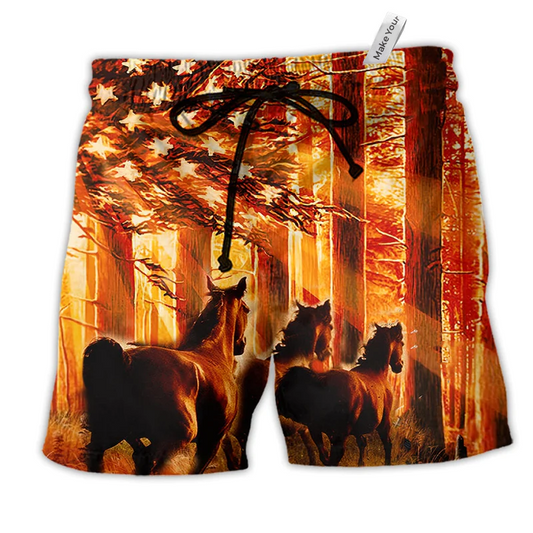 Beach Short / Adults / S Horse Born To Ride Fire Red - Beach Short Reefox - Owls Matrix LTD