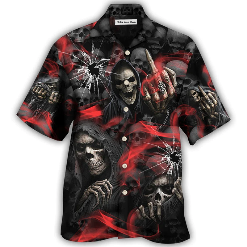 Hawaiian Shirt / Adults / S Skull Dark Red Smoke - Hawaiian Shirt - Reefox