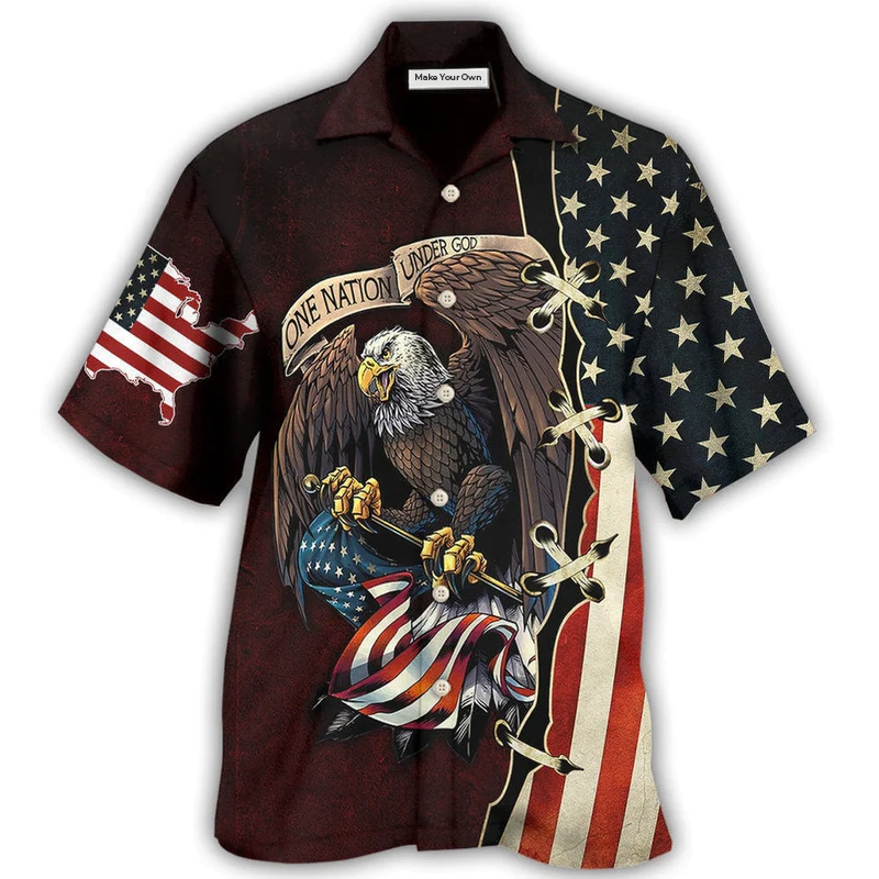 Hawaiian Shirt / Adults / S Eagle One Nation Under God - Hawaiian Shirt - Reefox