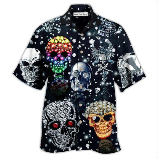 Hawaiian Shirt / Adults / S Skull Shiny Diamond - Hawaiian Shirt - Reefox