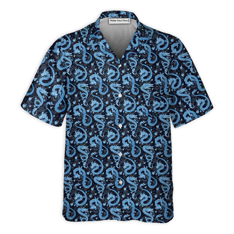 DnD Dragon Black And Blue Style - Hawaiian Shirt - Reefox