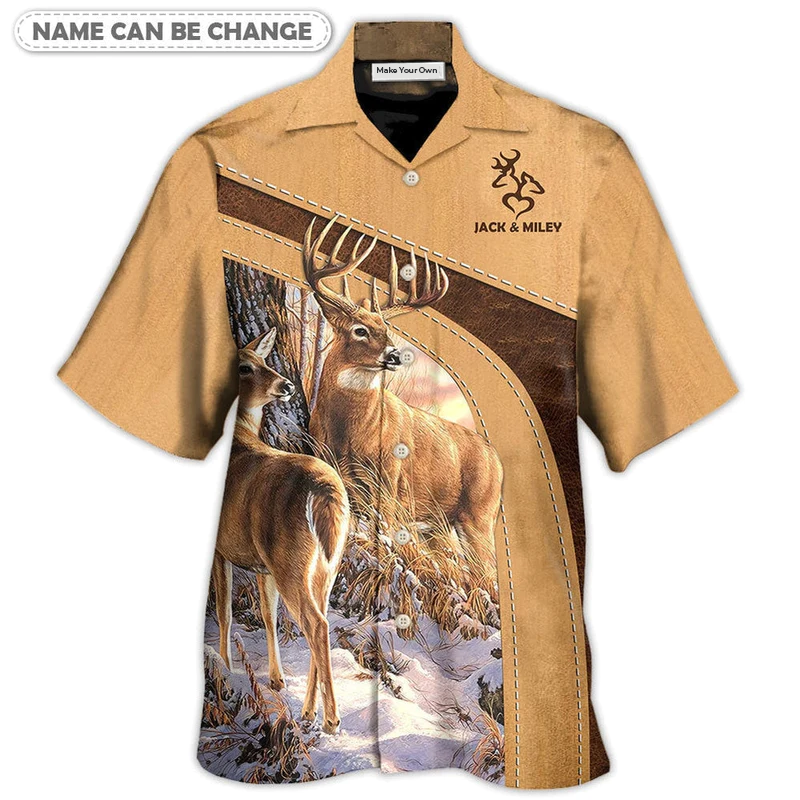 Hawaiian Shirt / Adults / S Deer Here Lives An Old Buck And His Sweet Doe Personalized - Hawaiian Shirt - Reefox