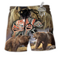 Beach Short / Adults / S Native Style Love Peace Classic Brown - Beach Short Reefox - Owls Matrix LTD