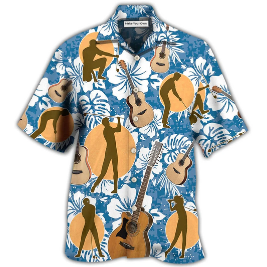 Hawaiian Shirt / Adults / S Guitar I Like Golf And Guitars - Hawaiian Shirt - Reefox