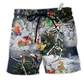 Beach Short / Adults / S Skull Dancing With Christmas Black Style - Beach Short Reefox - Owls Matrix LTD
