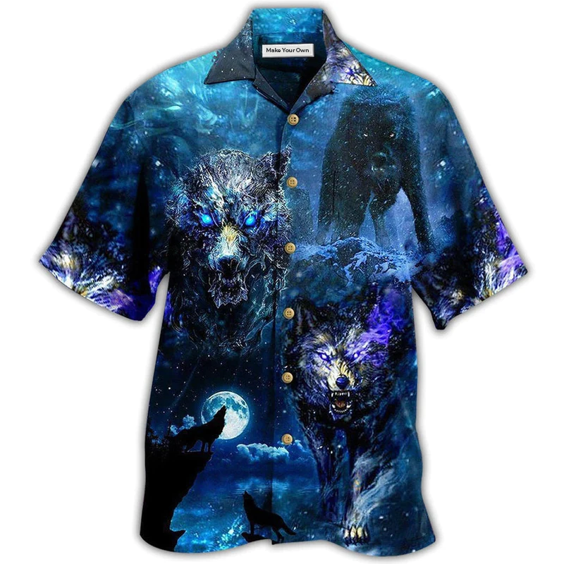 Hawaiian Shirt / Adults / S Wolf What Doesn't Kill Me Better Run Fast - Hawaiian Shirt - Reefox