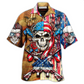 Hawaiian Shirt / Adults / S Skull Patriotic Flower America - Hawaiian Shirt - Reefox