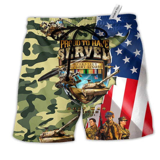 Beach Short / Adults / S America Veteran War And Peace - Beach Short Reefox - Owls Matrix LTD