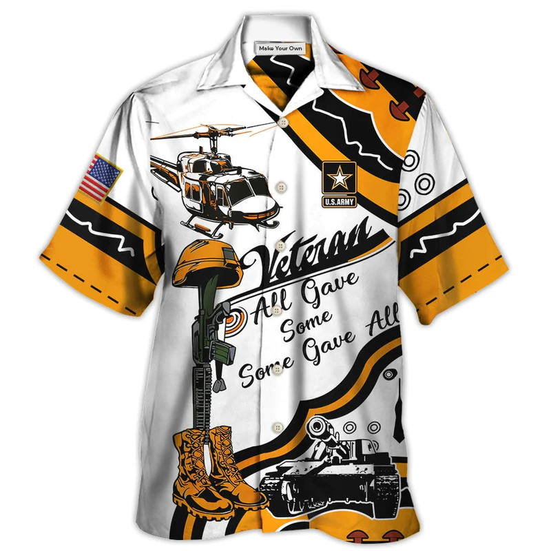 Hawaiian Shirt / Adults / S Veteran Us Army All Gave Some Some Gave All Yellow So Proud - Hawaiian Shirt - Reefox