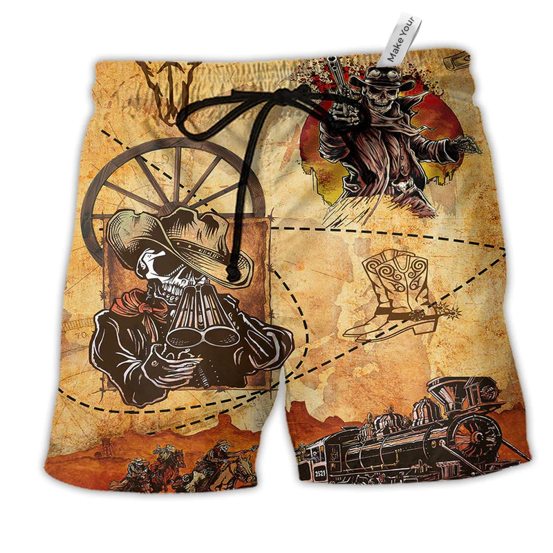 Beach Short / Adults / S Cowboy Skull Love Life - Beach Short Reefox - Owls Matrix LTD