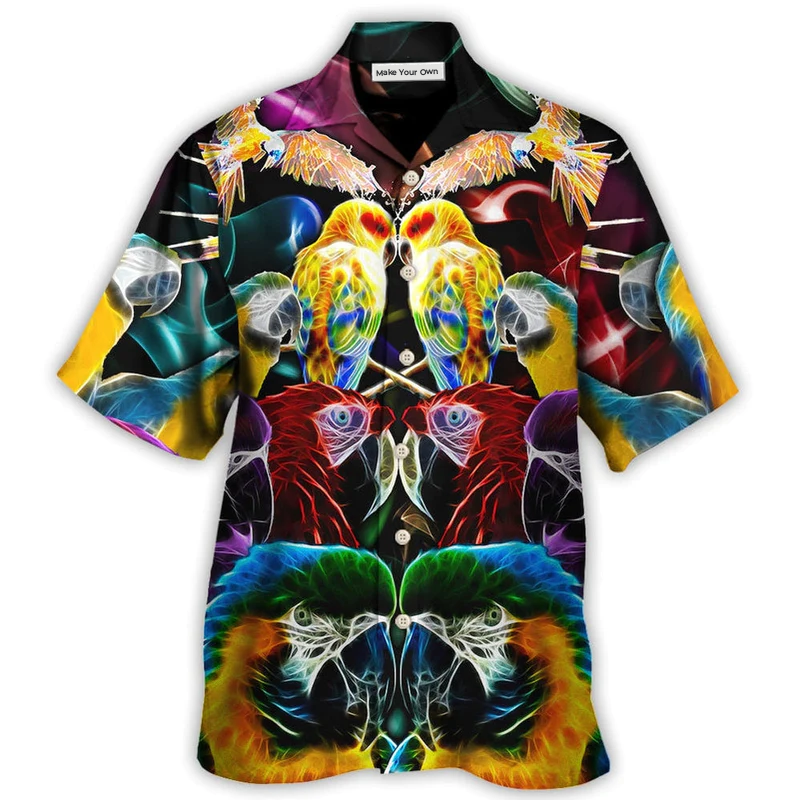 Parrot Wild Animal Neon Colorful - Hawaiian Shirt - Reefox