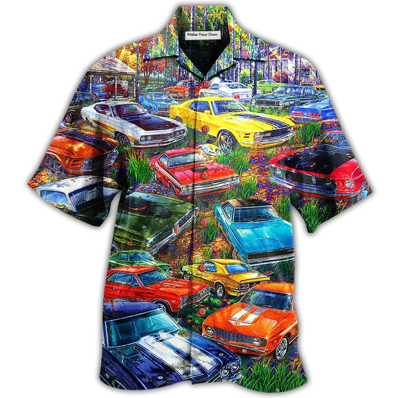 Hawaiian Shirt / Adults / S Car In The Garden Colorful Style - Hawaiian Shirt - Reefox