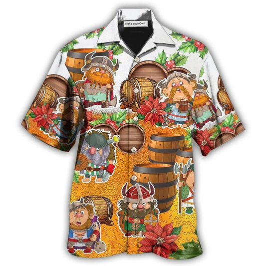 Hawaiian Shirt / Adults / S Viking Loves Beer Funny Christmas Style - Hawaiian Shirt - Reefox
