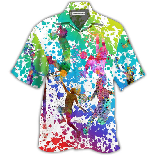 Hawaiian Shirt / Adults / S Basketball Colorful Painting - Hawaiian Shirt - Reefox