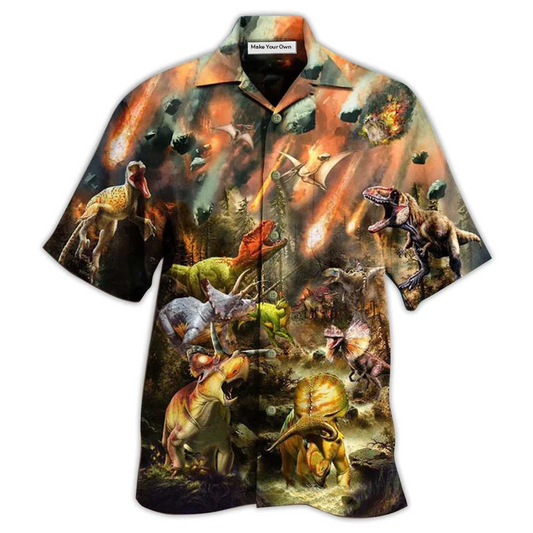 Hawaiian Shirt / Adults / S Dinosaur Perish Life With Fire - Hawaiian Shirt - Reefox