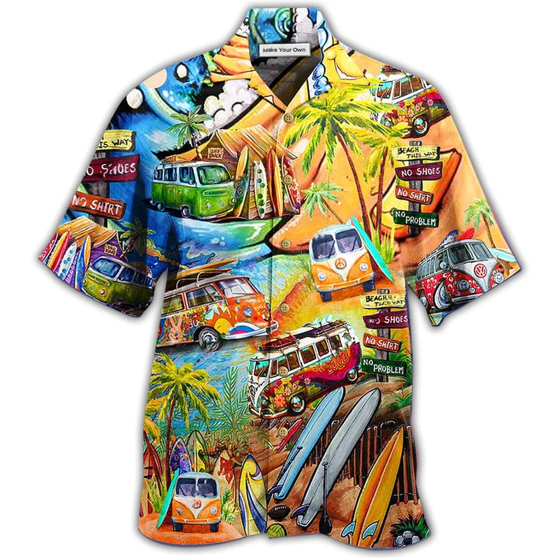 Hawaiian Shirt / Adults / S Hippie Bus Love Beach Summer - Hawaiian Shirt - Reefox
