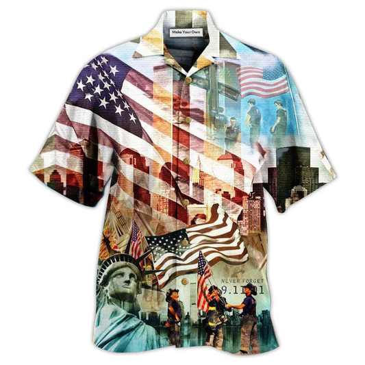 Hawaiian Shirt / Adults / S America Never Forgotten Tower Challenge Statue of Liberty - Hawaiian Shirt - Reefox