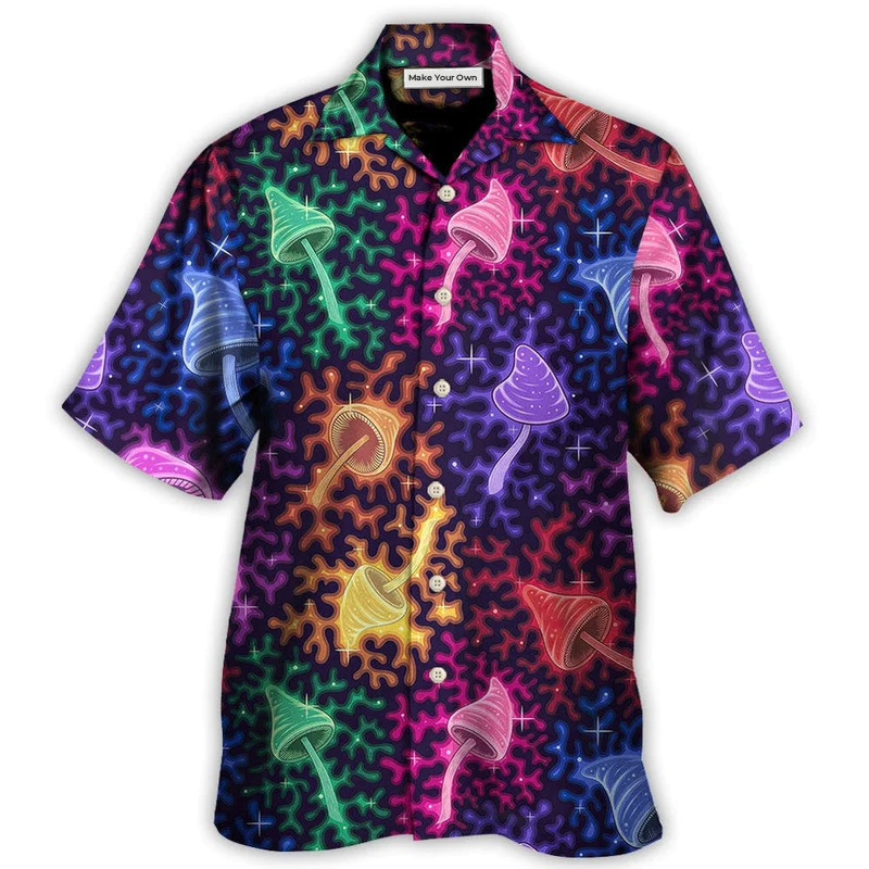 Hawaiian Shirt / Adults / S Mushroom Galaxy Rainbow Colorful Bright - Hawaiian Shirt - Reefox