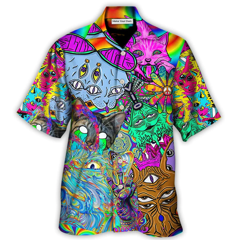 Hawaiian Shirt / Adults / S Hippie Cat Break My Mind - Hawaiian Shirt - Reefox