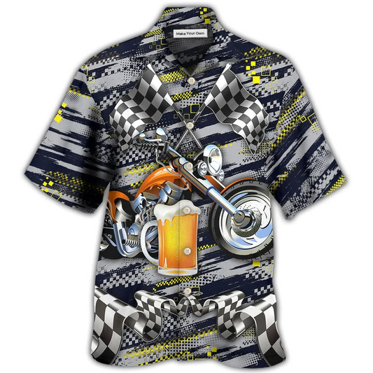 Hawaiian Shirt / Adults / S Beer I Like Beer And Motocycles And Maybe 3 People - Hawaiian Shirt - Reefox