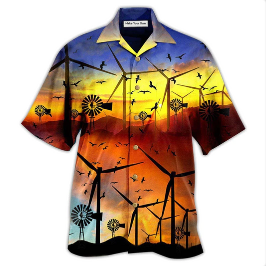 Hawaiian Shirt / Adults / S Wind Turbine A Green Planet Is A Clean Planet - Hawaiian Shirt - Reefox