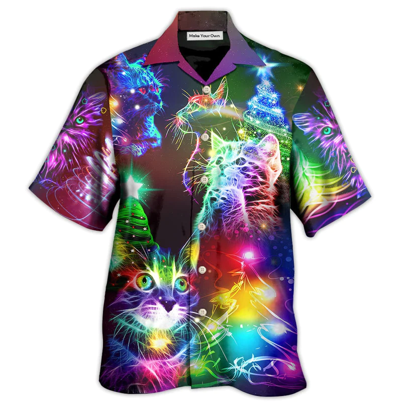 Hawaiian Shirt / Adults / S Cat Christmas Merry Everything Happy Always - Hawaiian Shirt - Reefox