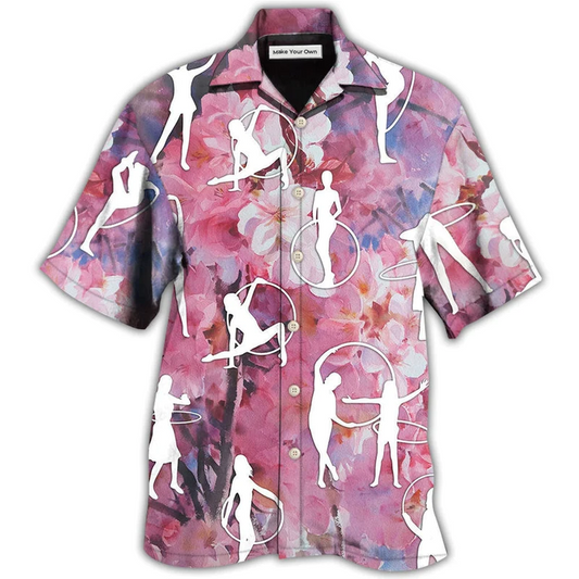 Hawaiian Shirt / Adults / S Hula Hoop Floral With Pink Color - Hawaiian Shirt - Reefox