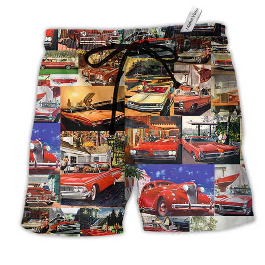 Beach Short / Adults / S Amazing Vintage Car In My Life Colorful - Beach Short Reefox - Owls Matrix LTD